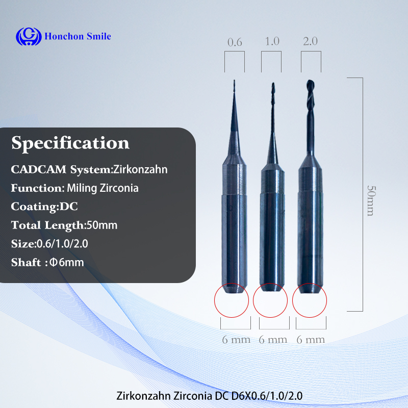 Three Zirkonzahn milling cutters with base